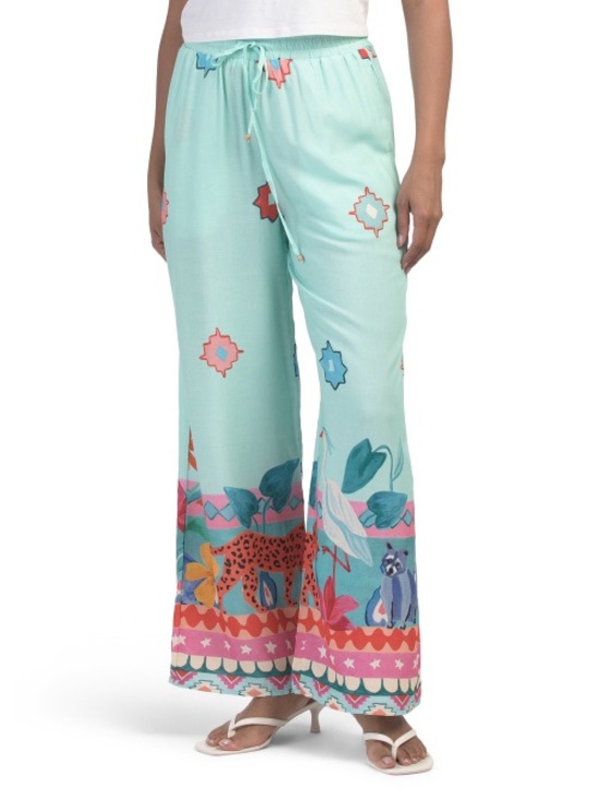 Pants - Light Aqua Wide-Leg Printed Lounge Pants. Brand New.